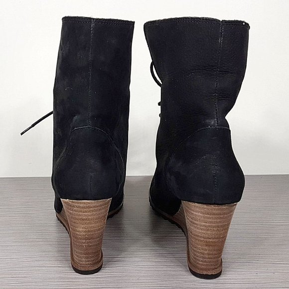 Caslon Gaby Faux Shearling Lace-Up Bootie, Black Leather, Womens Size 9 & 12 - Picture 10 of 12